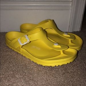 yellow thong birkenstocks